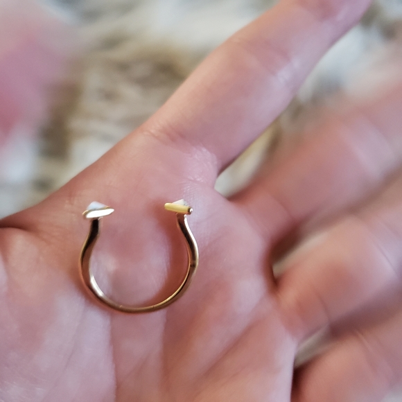 New White and Gold Ophelie Cuff Ring - Picture 3 of 4